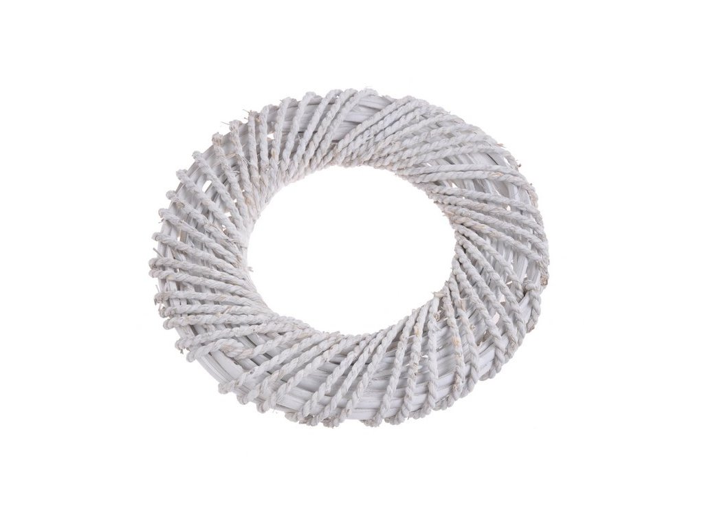 Věnec proutěný s mořskou trávou bílý 30 cm